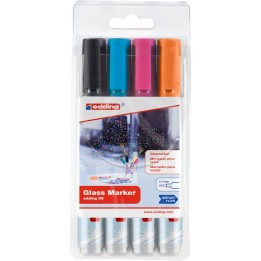 edding 95 Series Glass Marker, Assorted Colors, Set of 4