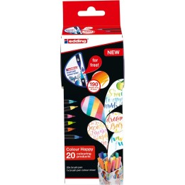 edding Colour Happy Brush Pen Box, Assorted Colors, Set of 20