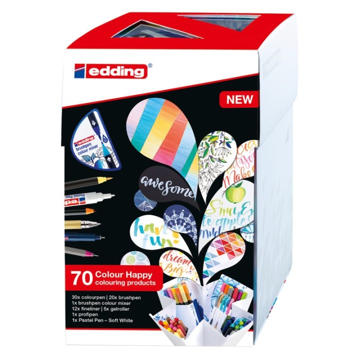 edding Colour Happy Big Box, Assorted Colors, Mixed Coloring Set of 70