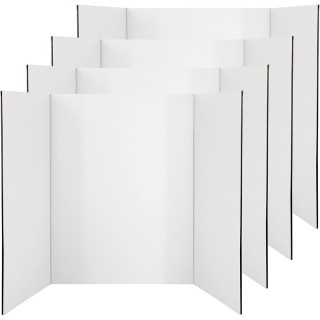 enday Trifold Poster Board, Presentation Board, 28" x 40", White, Pack of 4