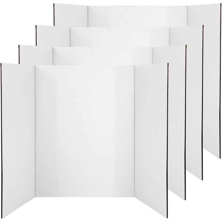 enday Trifold Poster Board, Presentation Board, 28" x 40", White, Pack of 4