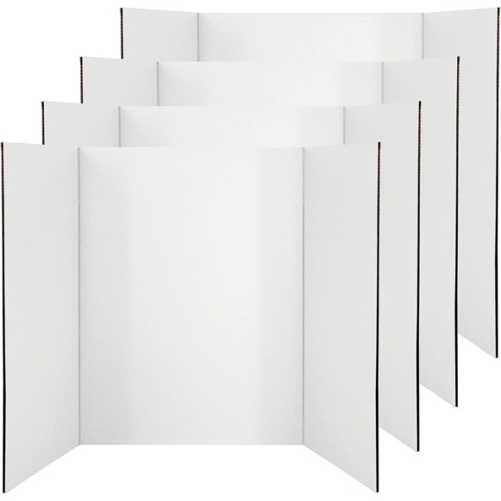 enday Trifold Poster Board, Presentation Board, 36" x 48", White, Pack of 4