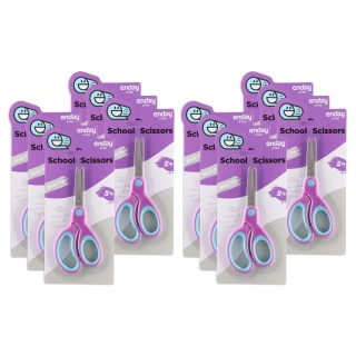 enday Soft Grip School Scissors, 5", Round Tip, Purple, 6 Per Pack, 2 Packs