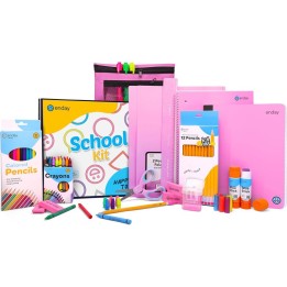 enday School Supply Kit, Pink, 71-Piece Set
