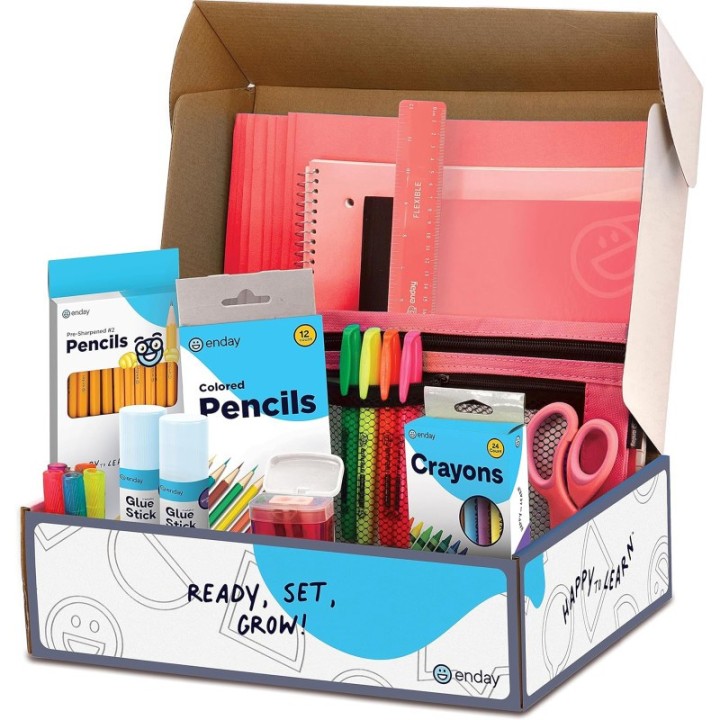 enday School Supply Kit, Red, 71-Piece Set