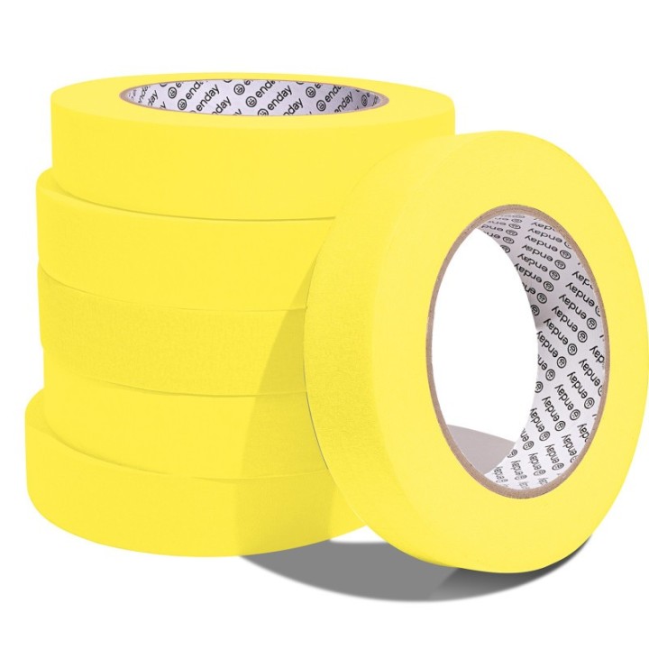 enday Masking Tape, 1" x 60 Yards, Yellow, Pack of 6