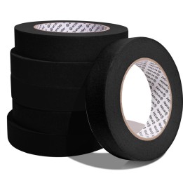 enday Masking Tape, 1" x 60 Yards, Black, Pack of 6