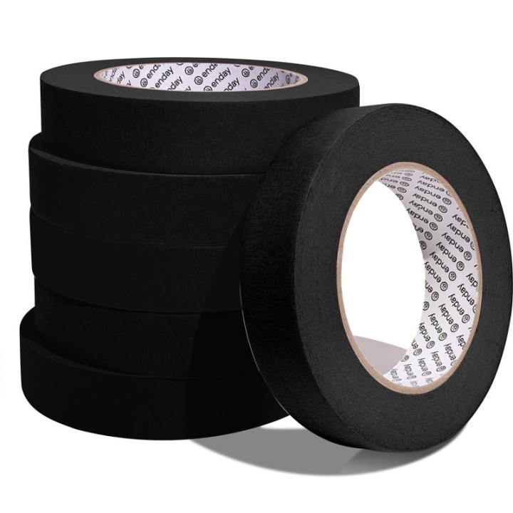 enday Masking Tape, 1" x 60 Yards, Black, Pack of 6