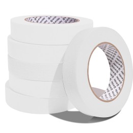 enday Masking Tape, 1" x 60 Yards, White, Pack of 6