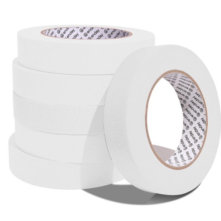 enday Masking Tape, 1" x 60 Yards, White, Pack of 6
