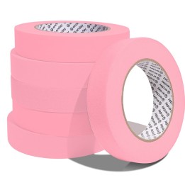 enday Masking Tape, 1" x 60 Yards, Pink, Pack of 6