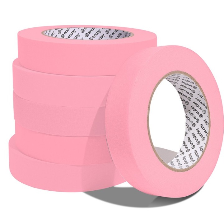 enday Masking Tape, 1" x 60 Yards, Pink, Pack of 6