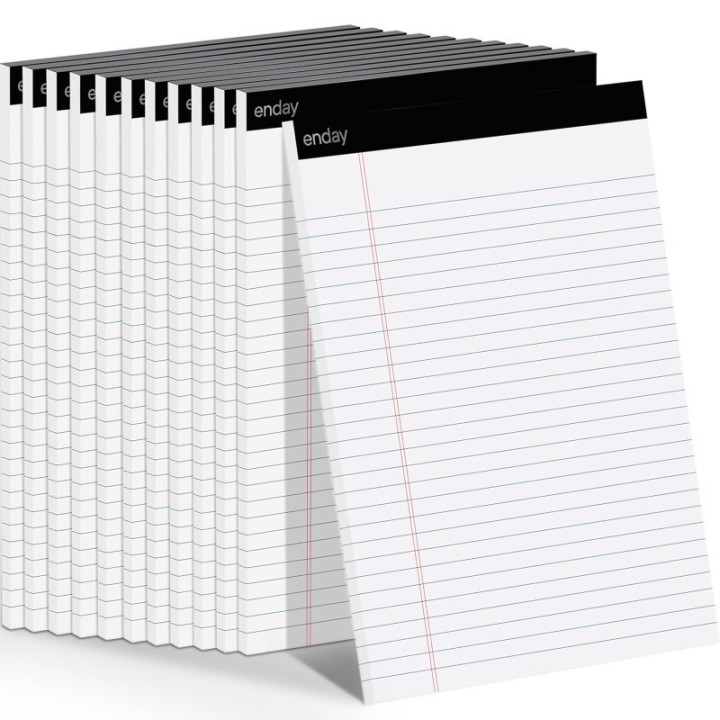 enday Legal Pad, 8-1/2" x 11", 50 Sheets, White, Pack of 12