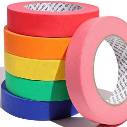 enday Colored Masking Tape, 1" x 60 Yards, Assorted Colors, 6-Pack