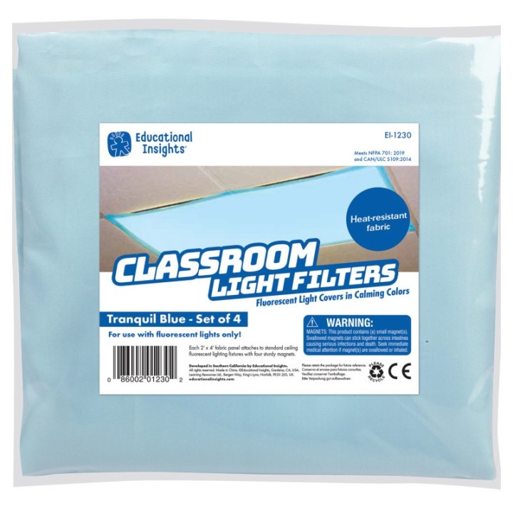 Educational Insights Classroom Light Filters, Tranquil Blue, Set of 4