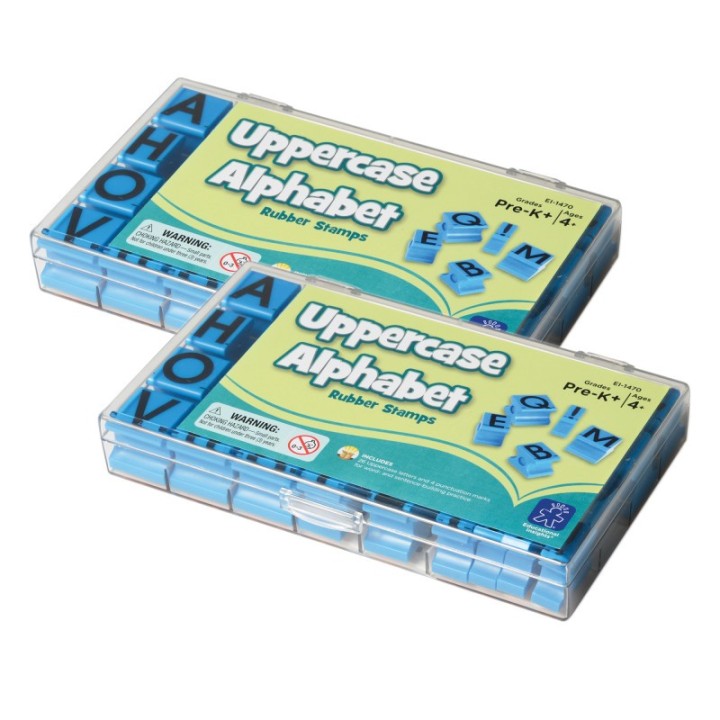 Educational Insights Alphabet Rubber Stamps, Uppercase, 5/8", 30 Per Set, 2 Sets