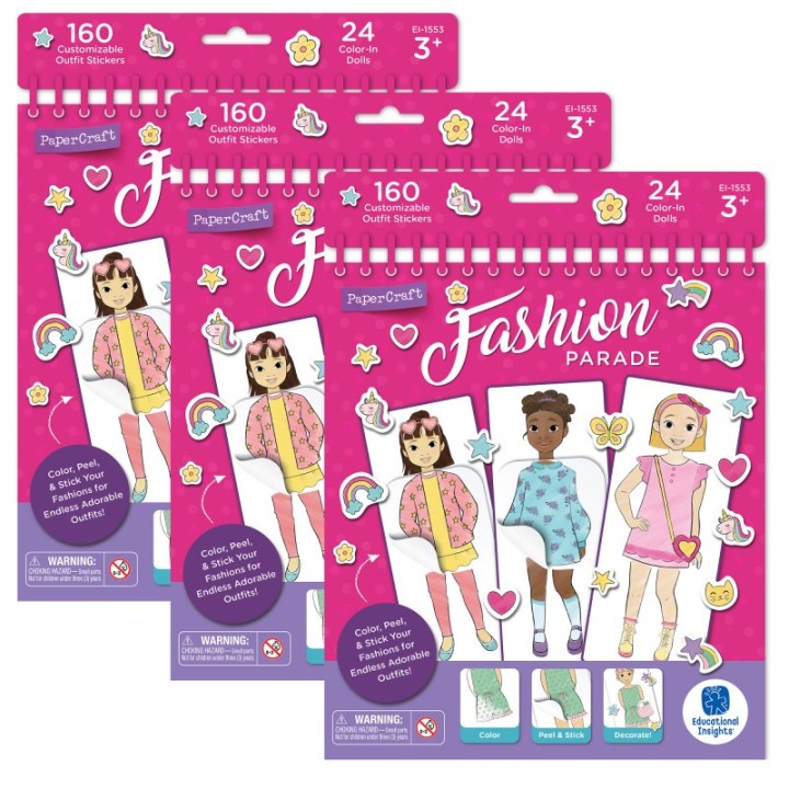 Educational Insights PaperCraft Fashion Parade Paper Dolls, 3 Sets