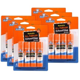 Elmer's® Washable School Glue Sticks, All Purpose, 4 Per Pack, 6 Packs