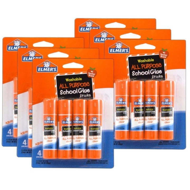Elmer's® Washable School Glue Sticks, All Purpose, 4 Per Pack, 6 Packs