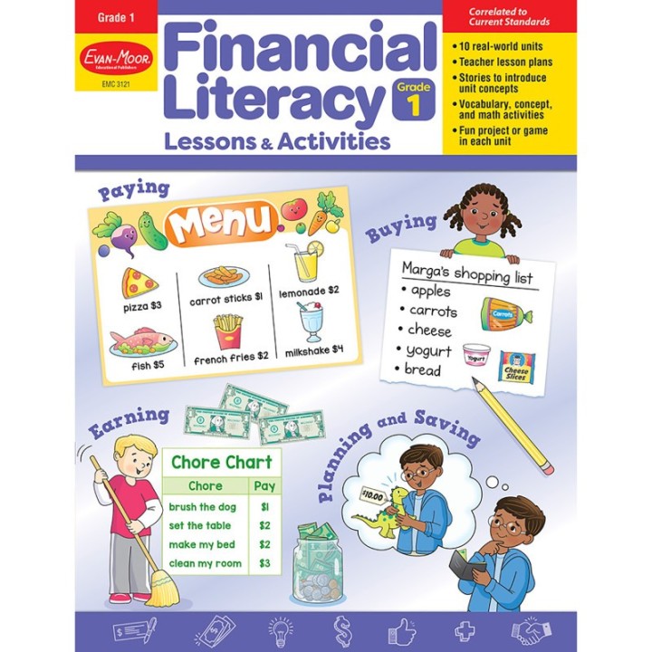 Evan-Moor Educational Publishers Financial Literacy Lessons & Activities, Grade 1
