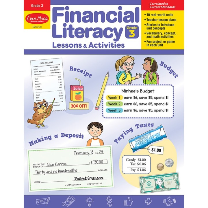 Evan-Moor Educational Publishers Financial Literacy Lessons & Activities, Grade 3
