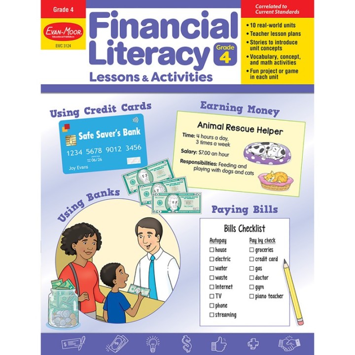 Evan-Moor Educational Publishers Financial Literacy Lessons & Activities, Grade 4
