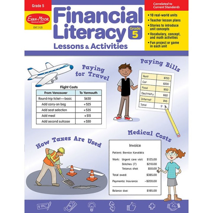 Evan-Moor Educational Publishers Financial Literacy Lessons & Activities, Grade 5