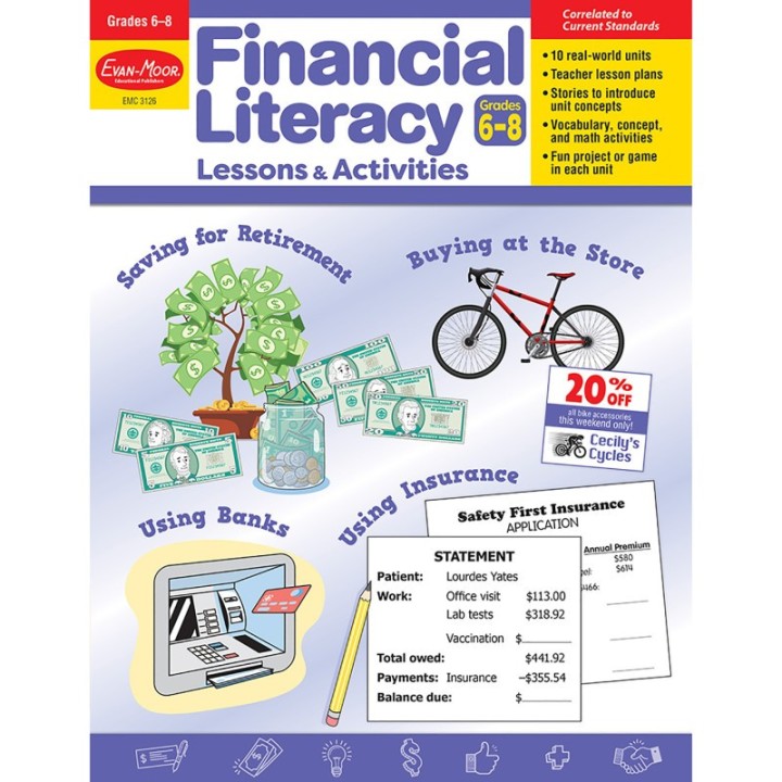 Evan-Moor Educational Publishers Financial Literacy Lessons & Activities, Grade 6