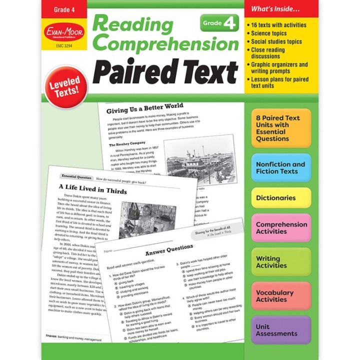 Evan-Moor Educational Publishers Reading Comprehension: Paired Text, Grade 4