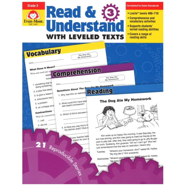 Evan-Moor Educational Publishers Read & Understand with Leveled Texts Book, Grade 3