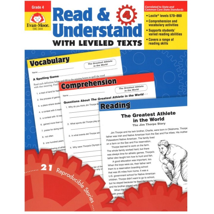 Evan-Moor Educational Publishers Read and Understand with Leveled Text Book, Grade 4