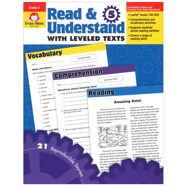 Evan-Moor Educational Publishers Read and Understand with Leveled Text Book, Grade 5