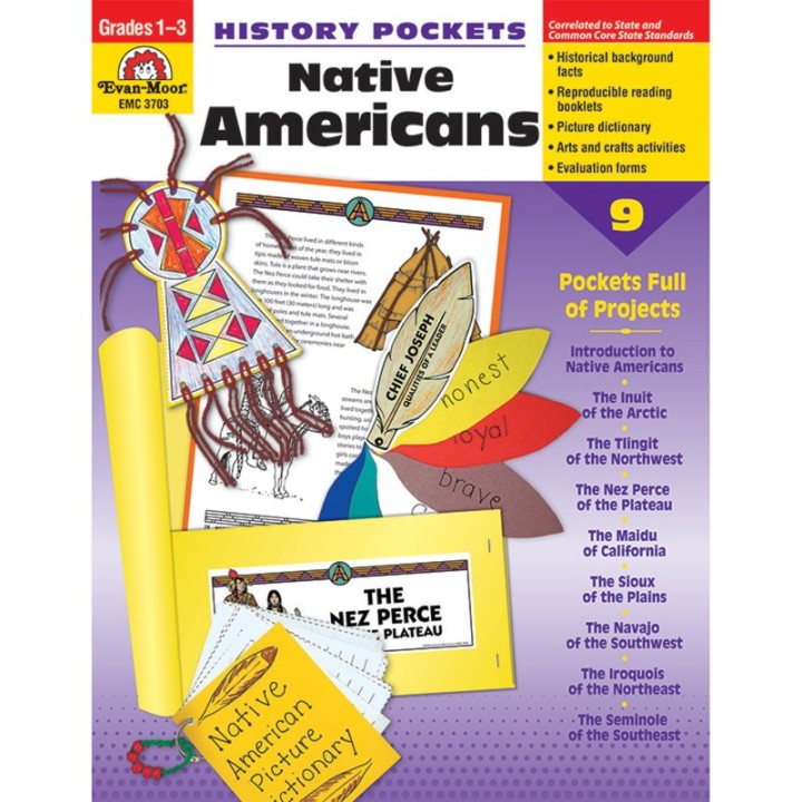 Evan-Moor Educational Publishers History Pockets, Native Americans, Teacher Reproducibles, Grades 1-3