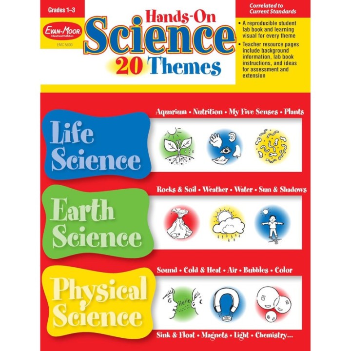 Evan-Moor Educational Publishers Hands-On Science 20 Themes Book, Grades 1-3