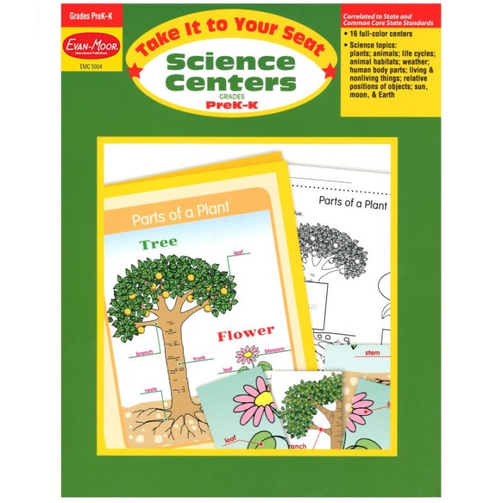 Evan-Moor Educational Publishers Take It to Your Seat Science Centers Book, Grades PreK-K