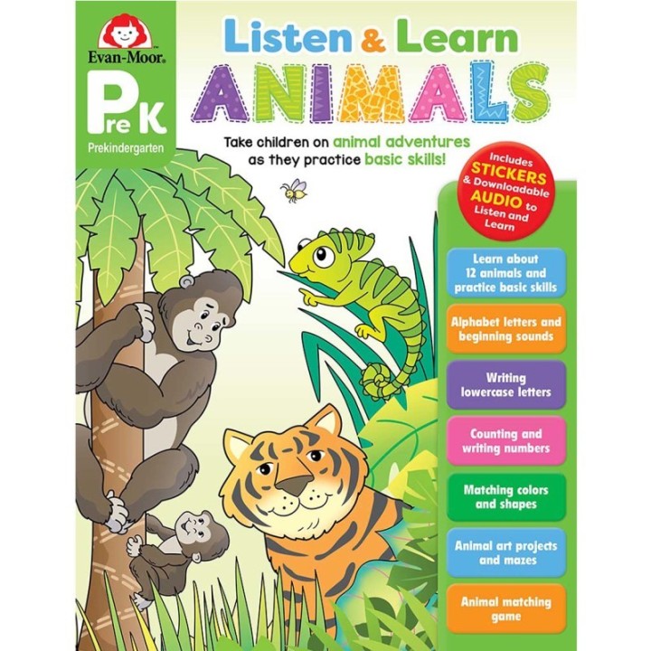Evan-Moor Educational Publishers Listen and Learn Animals, Grade PreK