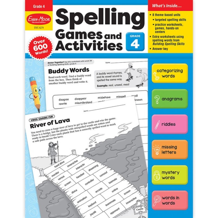 Evan-Moor Educational Publishers Spelling Games and Activities, Grade 4