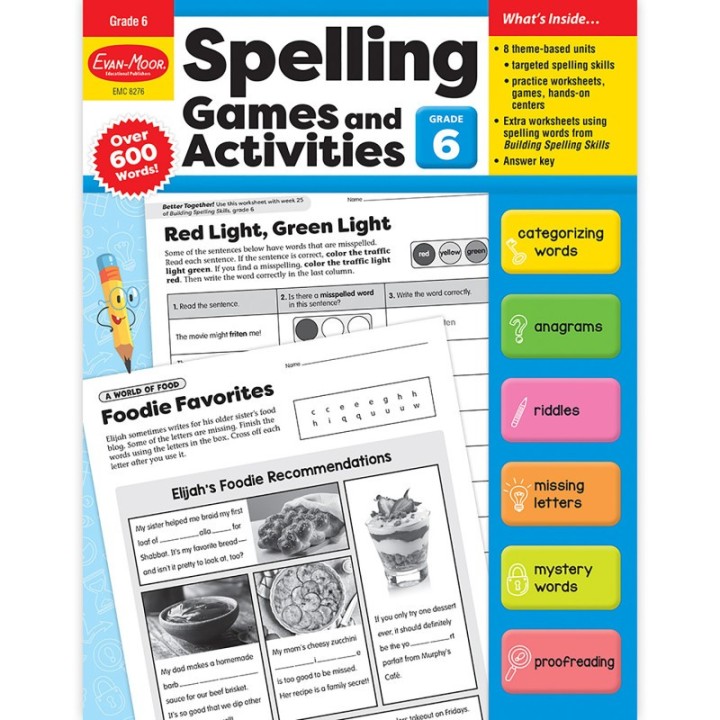 Evan-Moor Educational Publishers Spelling Games and Activities, Grade 6