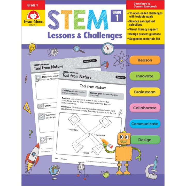 Evan-Moor Educational Publishers STEM Lessons & Challenges, Grade 1