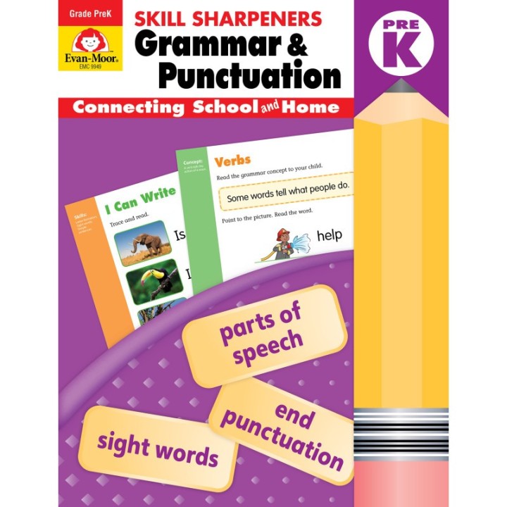 Evan-Moor Educational Publishers Skill Sharpeners: Grammar & Punctuation Activity Book, Grade PreK