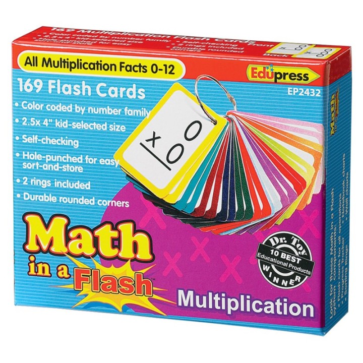 Edupress™ Math in a Flash™ Color-Coded Multiplication Flash Cards, 169 Cards