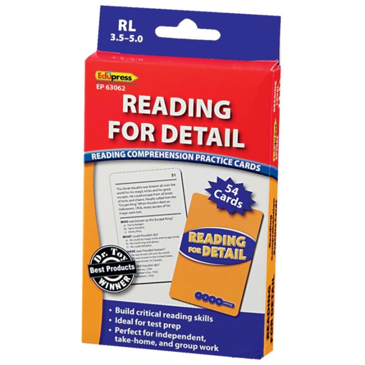 Edupress™ Reading for Detail Practice Cards Blue Level, Levels 3.5-5.0