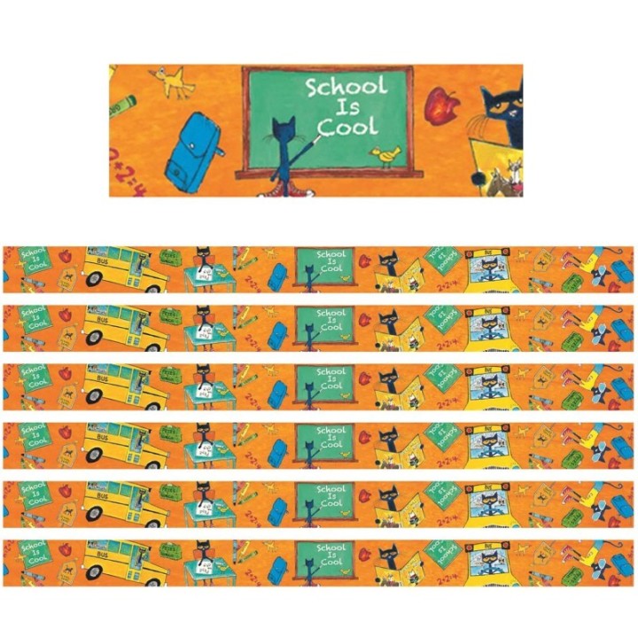 Edupress™ Pete the Cat® School is Cool Spotlight Border, 35 Feet Per Pack, 6 Packs