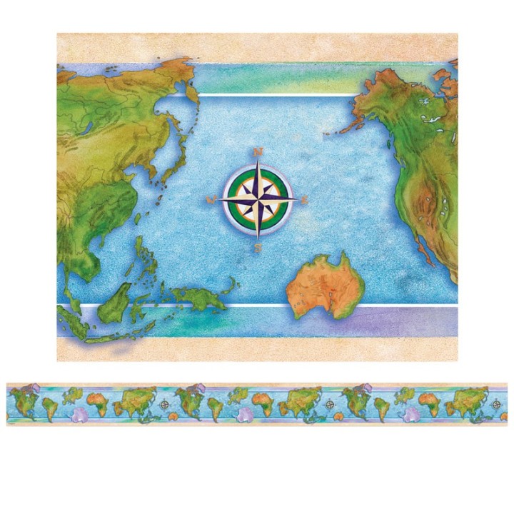 Edupress™ World Continents Straight Border Trim, 35 Feet