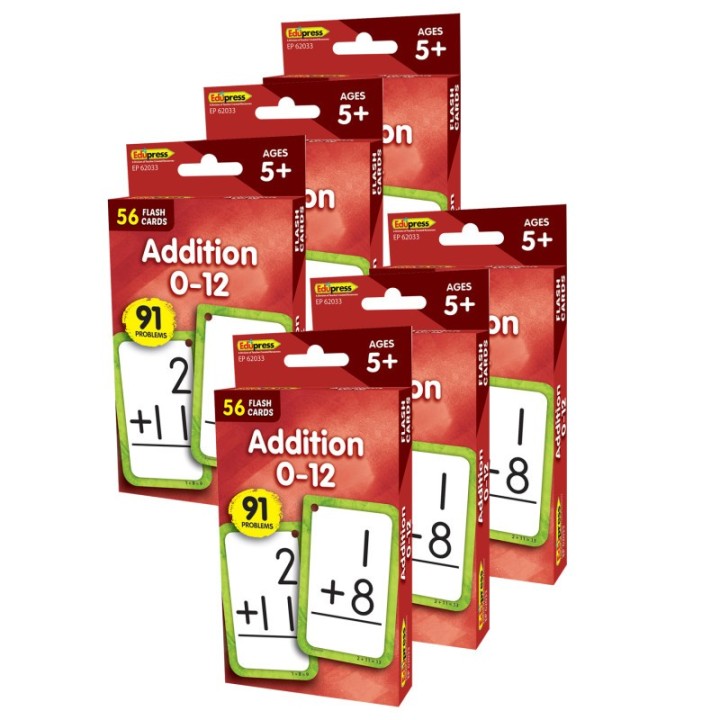 Edupress™ Addition 0-12 Flash Cards, 6 Packs