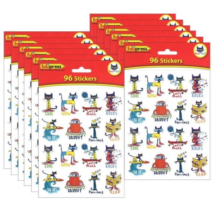 Edupress™ Pete the Cat® Stickers, 1", 96 Per Pack, 12 Packs