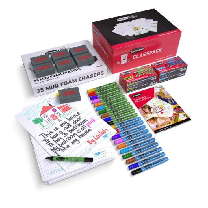 Show-me® Classpack of 35 x Picture Story 8" x 12" Lapboards, with Pens, Erasers, Cleaner