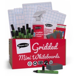 Show-me® Classpack of 35 x Gridded/Plain 8" x 12" Lapboards, with Pens, Erasers, Cleaner
