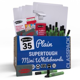 Show-me® Classpack of 35 x Plain/Plain SUPERTOUGH 8" x 12" Lapboards, with Pens, Erasers, Cleaner