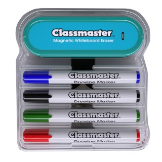 Classmaster Magnetic Dry Erase Organizer with Magnetic Eraser & 4 Markers